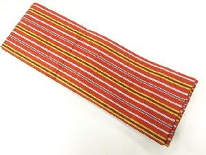 紬地縞模様織り出し半幅帯